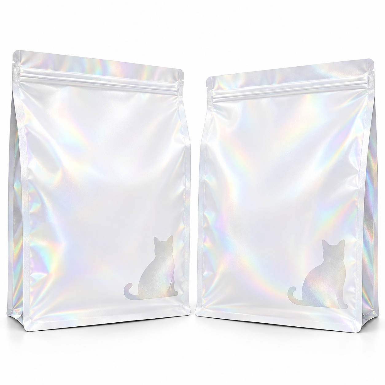 Unbranded pet food bags on white background